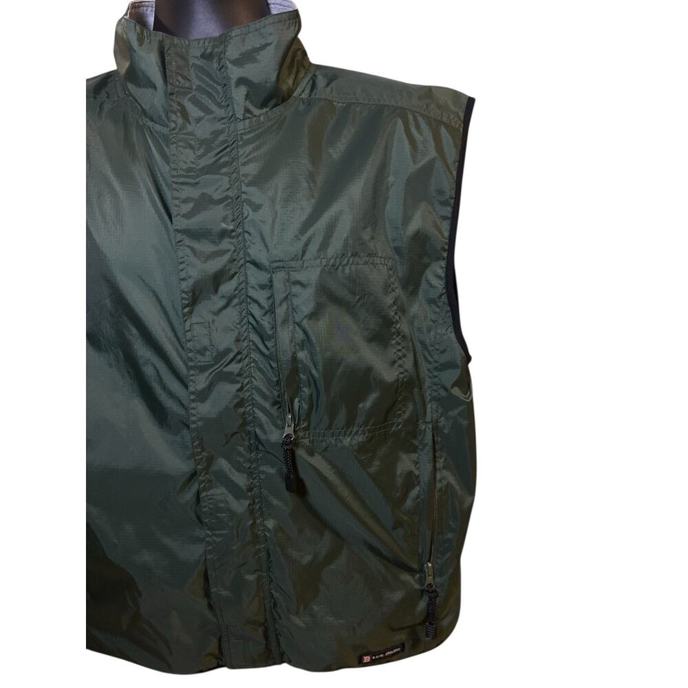 B.U.M. Equipment Green Vest Size Men’s L Windbreaker Pocketed Hiking Zip Up 90’s - Picture 2 of 10